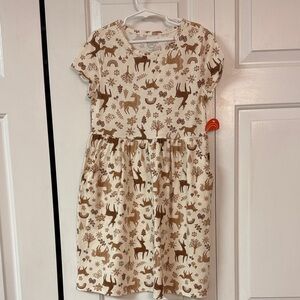 Wonder Nation Cream and Brown Animal Print Dress